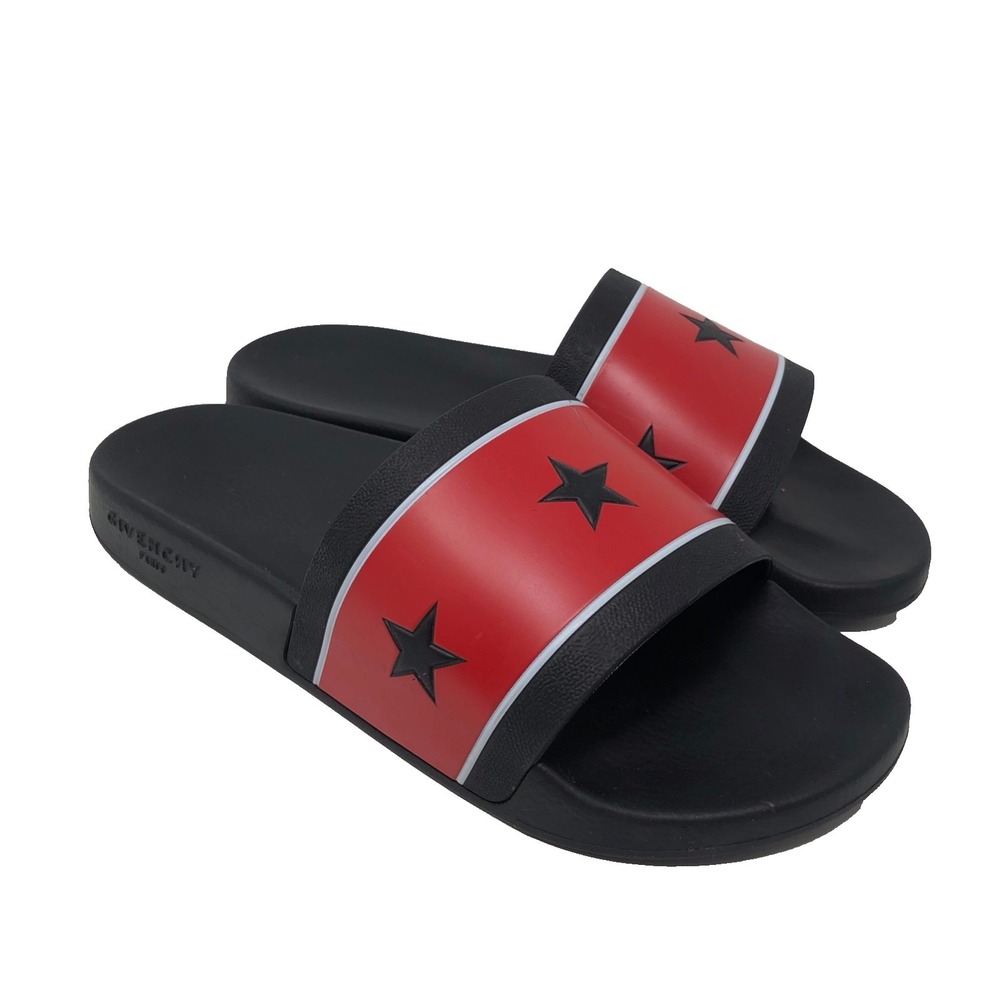 Givenchy Stars And Stripes Rubber Slides Mens 41 US 8‎ Black Red Sandal Comfort